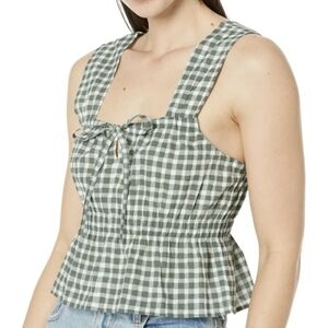 Madewell Grace peplum top green gingham